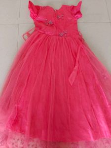 Girls Pink Embellished Party Frock Dress