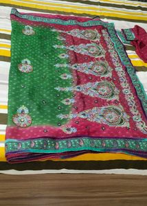 Beautiful Sari With Stitch Blouse