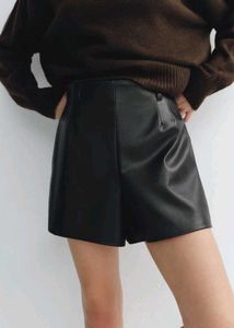 Zara Faux Leather Black Shorts