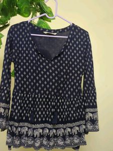 Navy Blue Empire Top