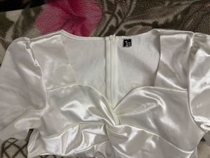 White Satin Mini Dress free size