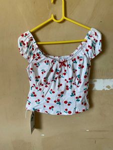 Cherry Print Crop Top