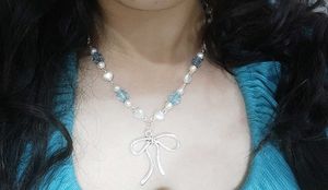 Blue Bow Pearlcore Necklace ⋆.𐙚 ̊
