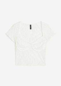 H&amp;M Gathered Bustier White Top