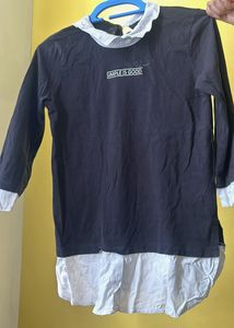 Collared Black & White Tee