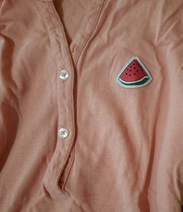 DressBerry Baby Pink Fitted Button Up Tshirt