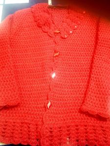 Cute Red Crochet Cardigan