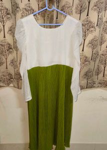 Green Pleated Ankle length Western Dress