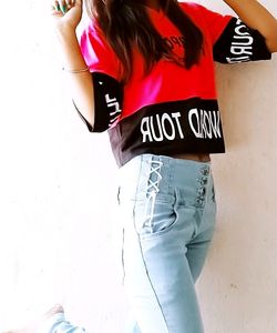 Balck&amp;pink Color Top ✨