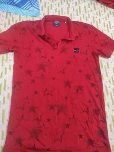 Large New Red Star Print Polo T-Shirt