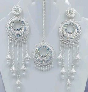Silver-Tone Tikka Earring Set