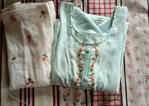 Light Blue Embroidered Kurti