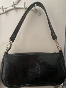 Black Vintage Croc Shoulder Bag