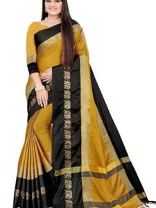 Elegant Mustard &amp; Black Saree