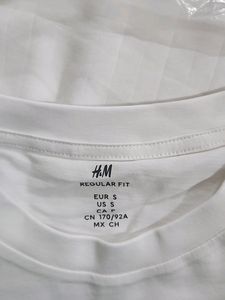 H&amp;m Unisex Solid White Tshirt