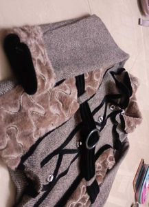 Elegant Grey Patterned Winter Coat