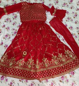 Elegant Red Party Dress for Kids (5-6 Years)