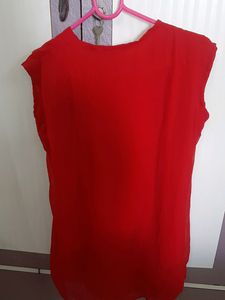 Exotic Red Ruffle Top - XL