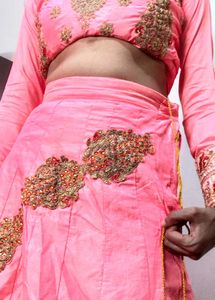Pink Golden Zari Lehanga