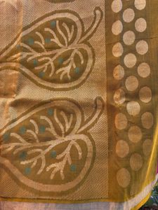 Wine Colored Feather N Leaf Motifs Pure Silk Sare