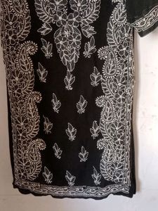 Beautiful Chikankari Black And White Kurti