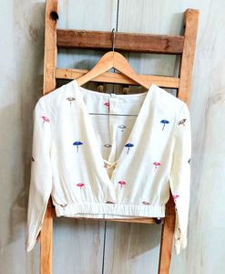 Printed Cotton Crop Top Size-30-Small