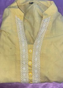 Yellow Lace Trim Kurta