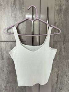 White Ribbed Tank Top