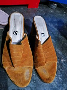 Brown Heeled Mules