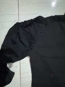 Black Long Sleeve Button-Down Top