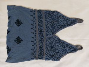 Blue Embroidered Tank Top