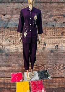 Red Embroidered Kurta Set