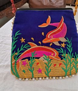 Handmade Emb Sling Bag For Girls