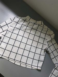 Grid Print Long Sleeve Top And Skirt