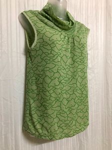 Green Card High Neck Sleeveless Top