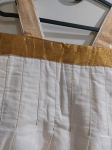 Gold And White Kerala Cotton Dress