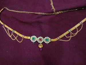Gold Tone Jeweled Waist Chain