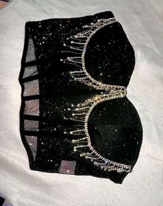 Brand New ( Urbanic)Black Sequined Mesh Corset Top