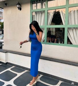 Elegant Blue Bodycon Midi Dress