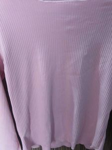 Pink Ribbed Long Sleeve Top