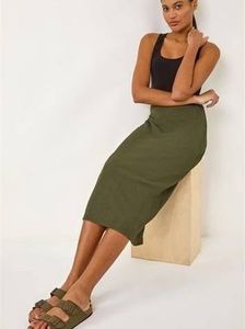 pretty little thing olive midi Skirt