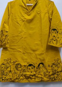 Yellow Printed Kurta