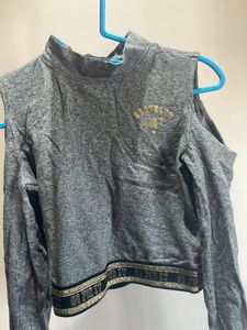 Gray Cold Shoulder Top