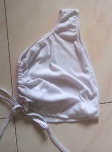 One Shoulder Side Rushed Top