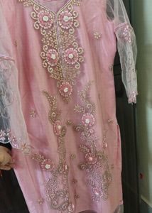 Blush Pink Embroidered Plazo Suit