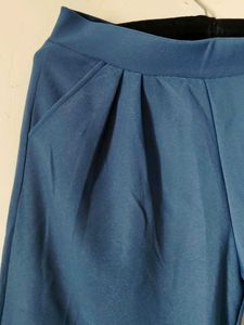 Blue Pleated Trousers