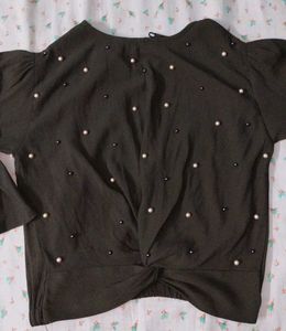 Brown Knotted Crop Top