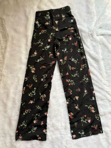 Floral Print High-Waisted Pants