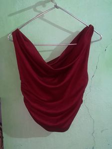 Burgundy Ruched Bodysuit
