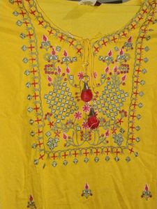 Yellow Embroidered Kurta